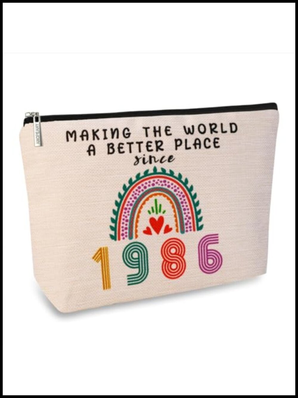 40th Birthday Gift Makeup Bag Flax Cosmetic Travel Pouch Zipper